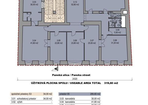 Na predaj, kancelárske priestory , 285,6m², Staré mesto - Panská ul.